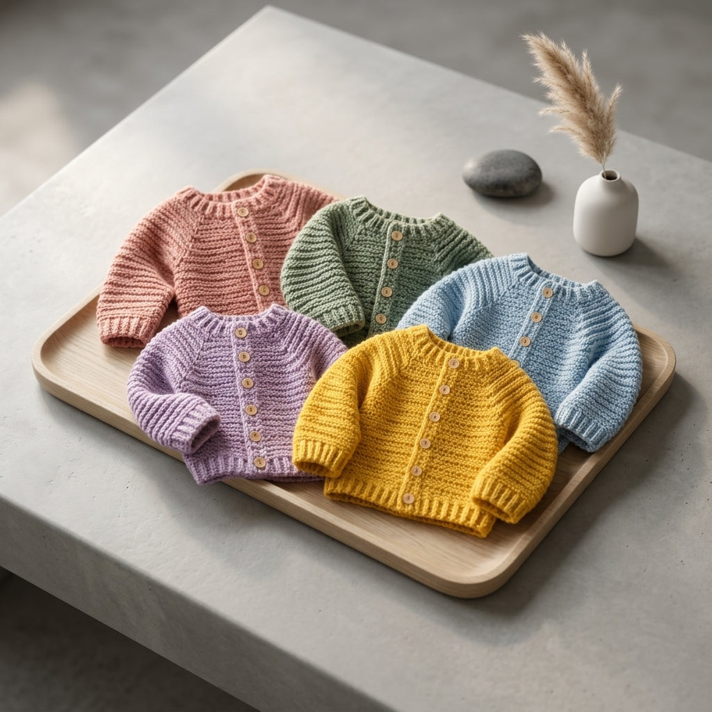 Raglan Baby Cardigan Textured v3 | Crochet Pattern PDF
