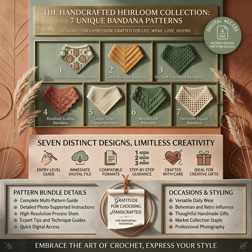 7-in-1 Festival Bandana Bundle | Crochet Pattern PDF