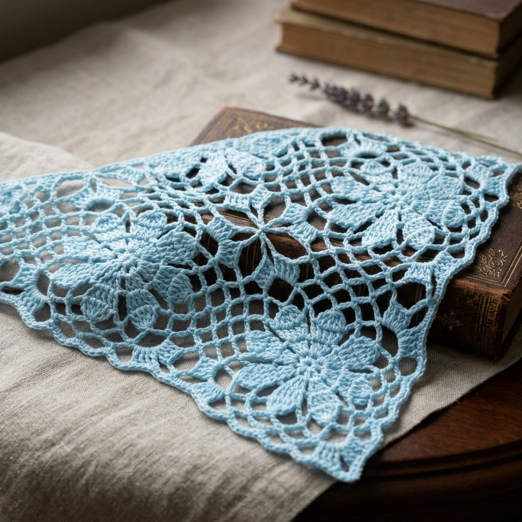 Lacy Flower Squares Bandana | Crochet Pattern PDF
