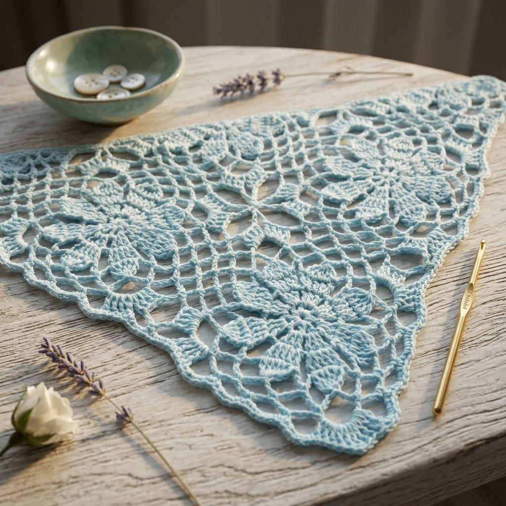 Lacy Flower Squares Bandana | Crochet Pattern PDF