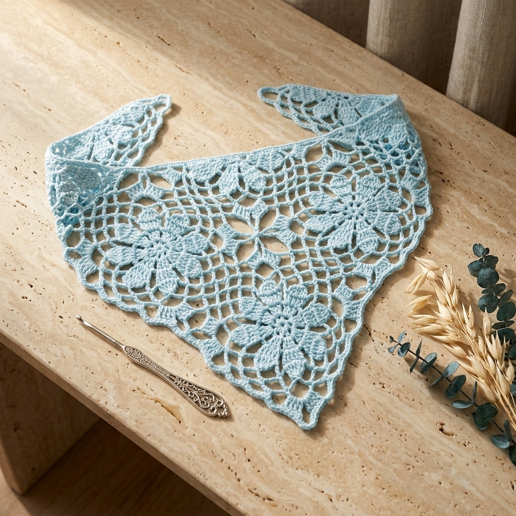 Lacy Flower Squares Bandana | Crochet Pattern PDF