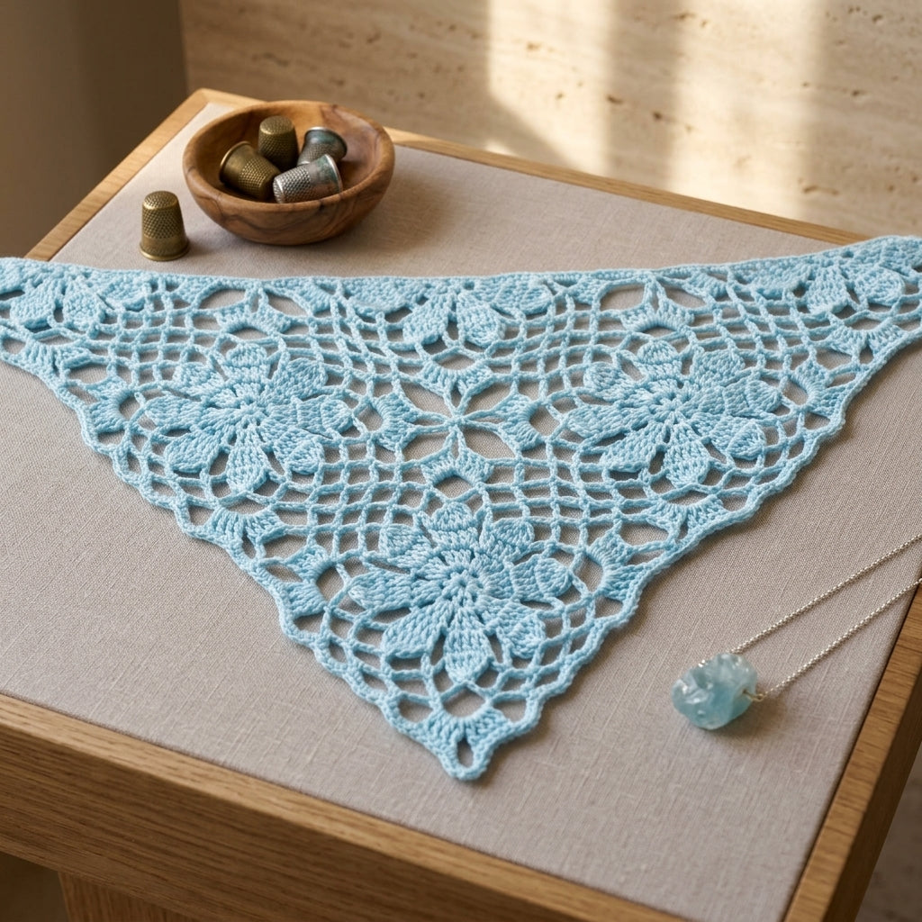 Lacy Flower Squares Bandana | Crochet Pattern PDF